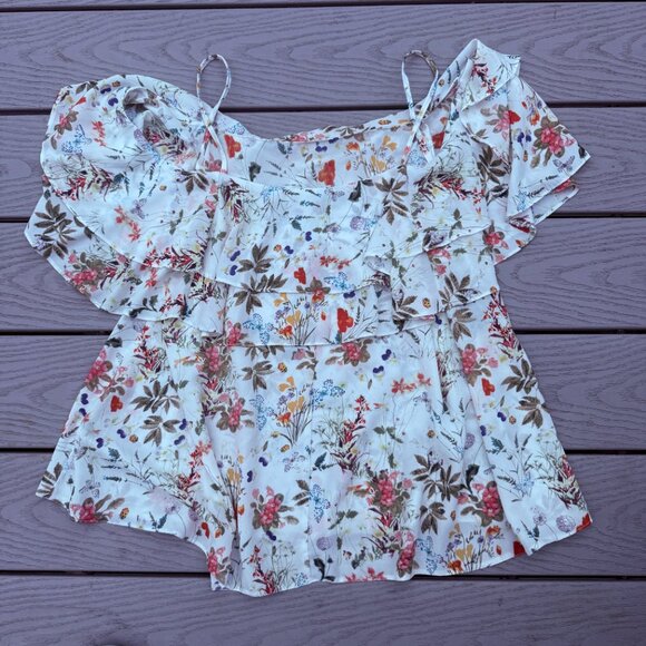 Buffalo David Bitton Womens Shirt Small Floral Cold Shoulder Straps NWT - Picture 4 of 5